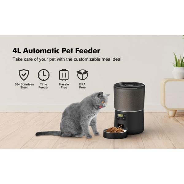 Cuenco automático para mascotas de 4L alimentador de acero inoxidable autoalimentado para gatos