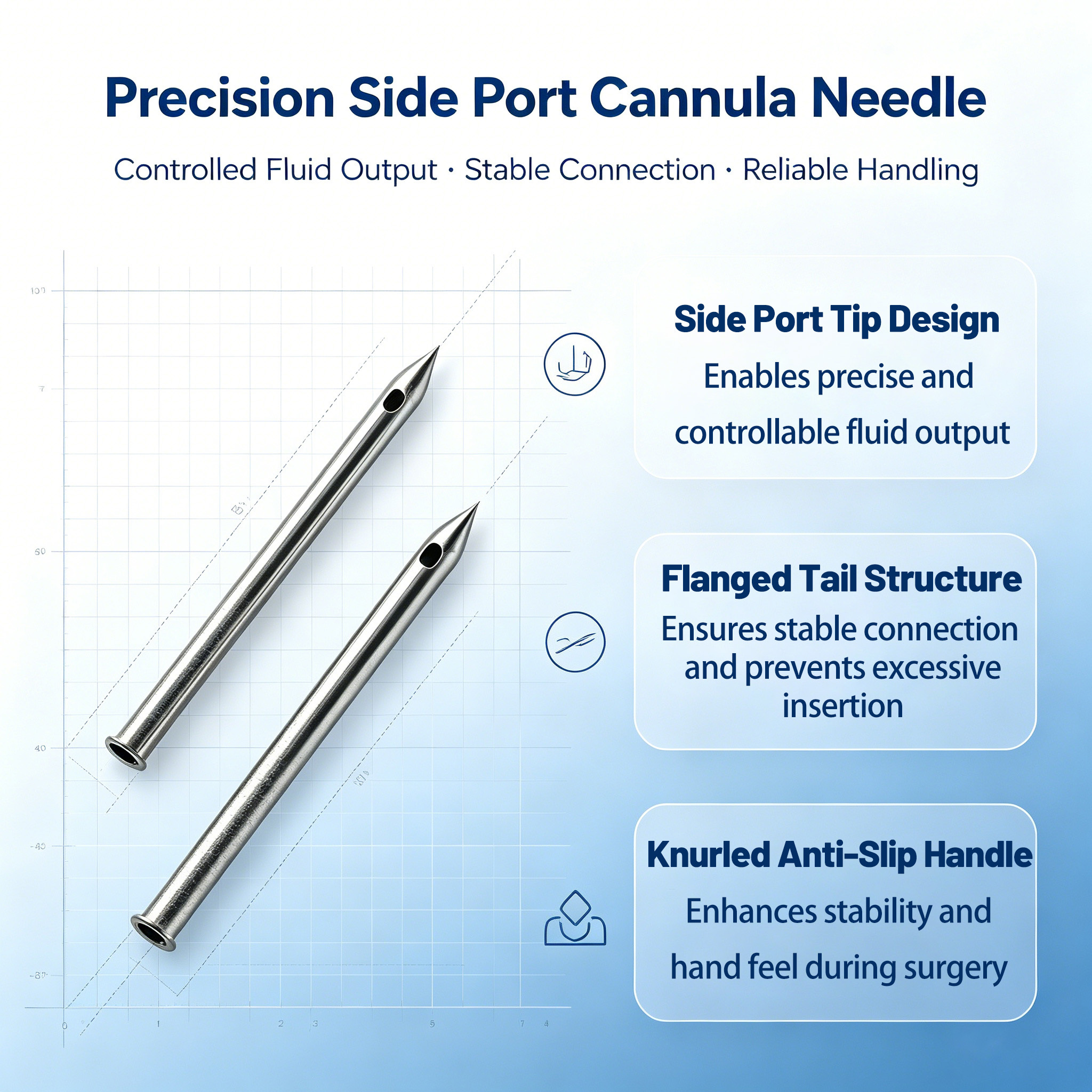 Customized Stainless Steel Pen‑Tip Piercing Needle With Flanged Base