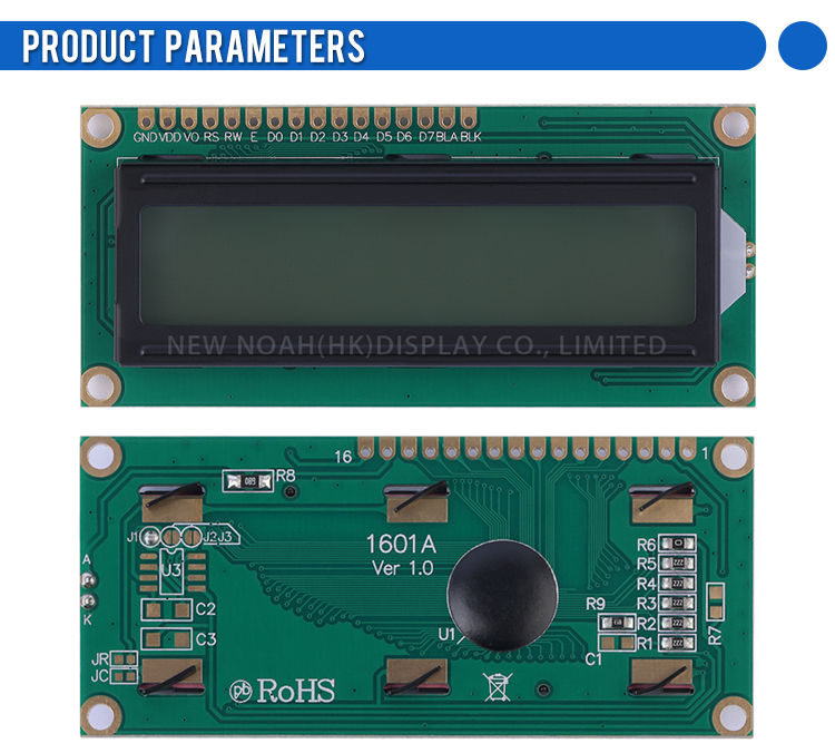 Gray Film 1601A Character LCD Module 01*16 LCD 16 PIN 1.5 Inches High Brightness LCD Screen