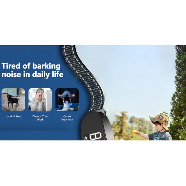 Smart Rechargeable Bark Control Dog Training Collar Eco-friendly Plastic/Nylon/ABS IP67 Waterproof >20 Hours Battery Life