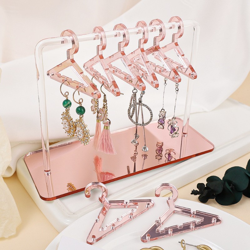 Acrylic Earring Jewelry Display Stand Mini Earring Hanger Rack with Coat Hangers Cute Jewelry Hanging Organizer