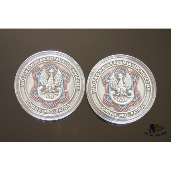Custom Logo 3D Relief Challenge Coins / Colors Filled And Backside Engraved Coins