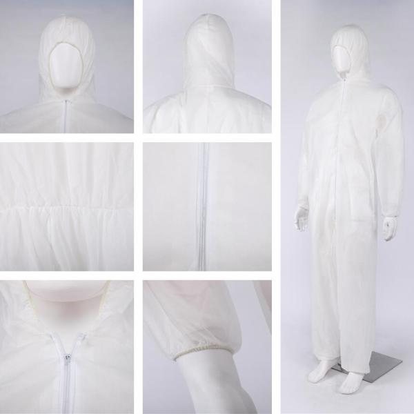 S&J White working protective hooded coverall SMS nonwoven disposable waterproof coverall
