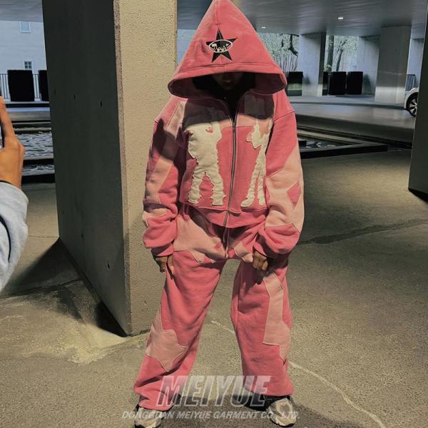 Costumes brodés avec capuchon, pantalon de sueur, maillot de sport, pull en détresse, unisexe, sueur en deux pièces, combinaisons, capuchon et pantalon de sport, ensemble de femmes.