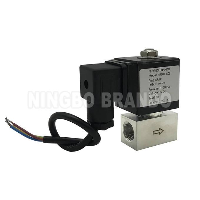 DN10 3/8 Inch 300 bar High Pressure Solenoid Valve Stainless Steel 220V 24V
