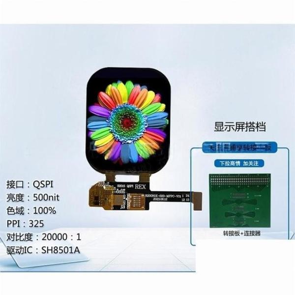 2.01 Inch AMOLED Display Panel 240x960 QSPI Interface 500 Nits SH8501A