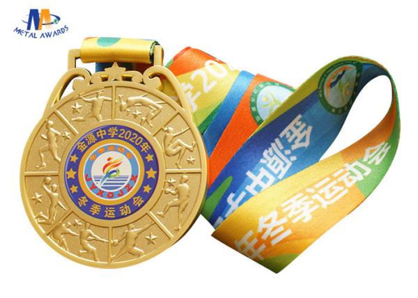Sport Events Medal With 3D Effect Players Along The Rim