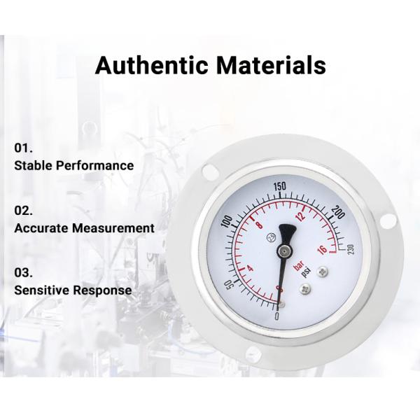 2.5-inch 16bar Back Connection 304ss Hydaurlic Manometer for Heavy Duty Applications