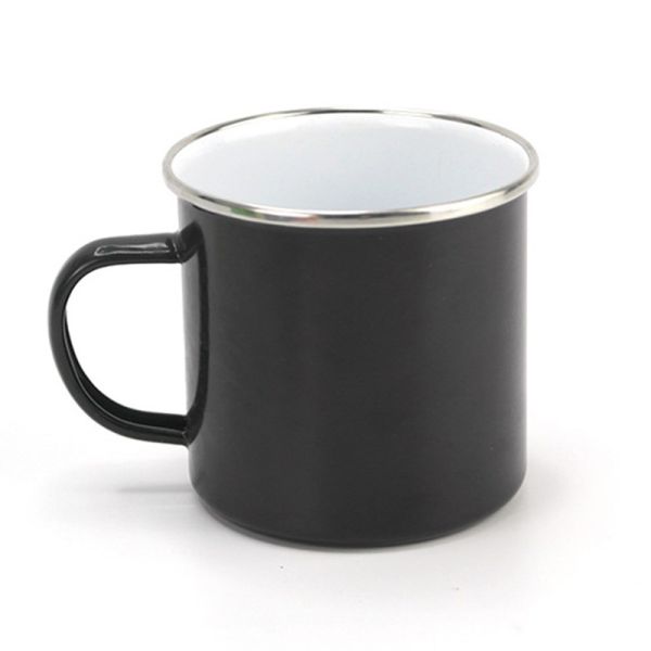 Sublimation Outdoor Camping Enamel Coffee Mug 11oz 350ml Stainless Silver Rim Christmas Gifts