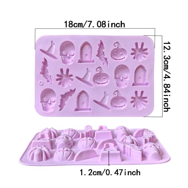 Disposable Eco-Friendly Silicone Halloween Chocolate Spider Skeleton Ice Tray Cake Tools Moulds Resin Mold Single Piece