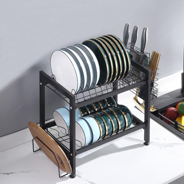 2 Layers Countertop Kitchen Rack Stainless Steel OEM 39cm Height For Tableware Drying