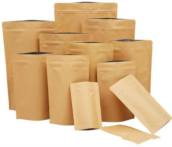 Custom High Quality Kraft Paper Zipper Lock Stand up Plastic Bag Coffee, Tea Foods Packaging Bag