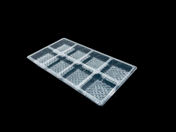 Custom 8 Cell Cake Tray Transparent PET Plastic Food-Grade Vacuum Forming Insert Packaging