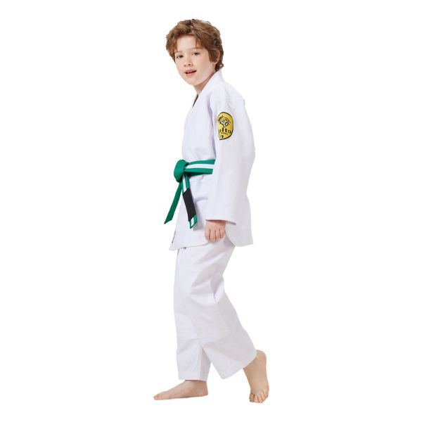White 350gsm Pearl Weave BJJ Gi 100% Cotton Breathable Brazilian Jiu Jitsu Uniform For Kids
