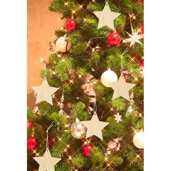 Unfinished Wooden Star Cutouts Hanging Ornaments with Strings for Christmas Wedding DIY Craft Festival Decoration