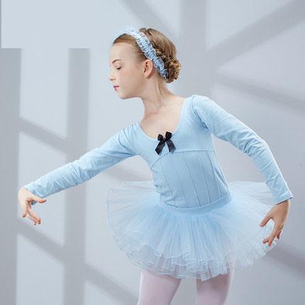 Children's cotton long sleeves gymnastics dance leotard clothing with children's ballet skirt