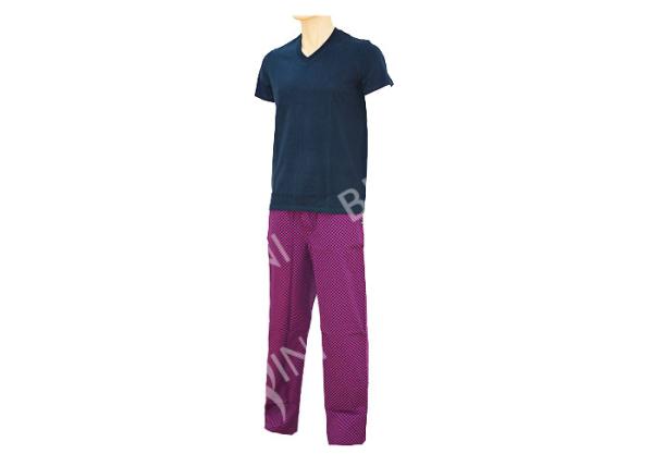Comfortable Mens Luxury Sleepwear Jersey Shirt Short Sleeve And Woven Printed Long Pants Australian Design