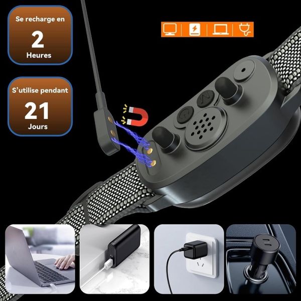 New Rechargeable Eco-Friendly IP67 Waterproof No-Shock Automatic Dog Bark Control Training Collar 5 Sensitivity Levels 20 Hours