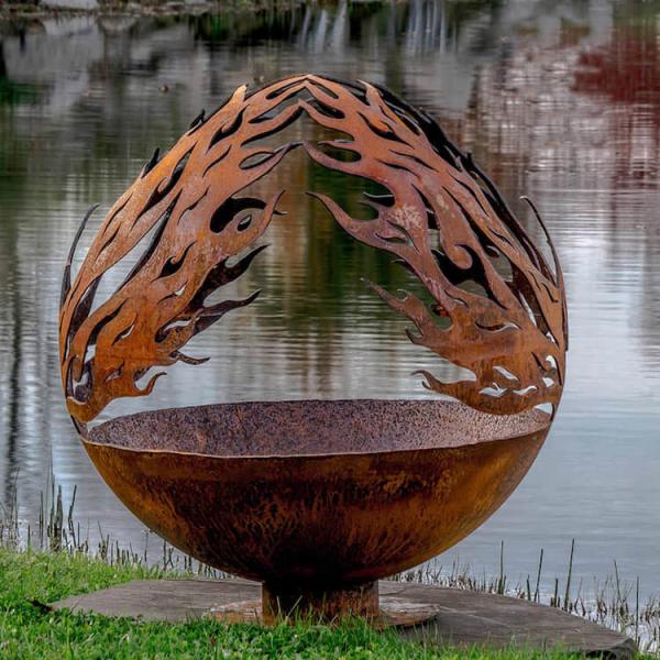 ISO9001 Steel Fire Pits 4.9ft Sphere Fire Pit Corten Steel