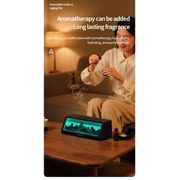 Customized Logo Electric Aroma Oil Diffuser Powered Flame Humidifier Waterless Design