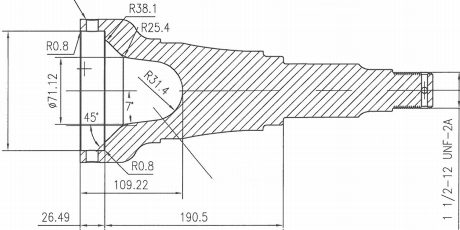 Heavy Duty Iron 12.25 Inch 7k Trailer Axle Spindles 8*6.5