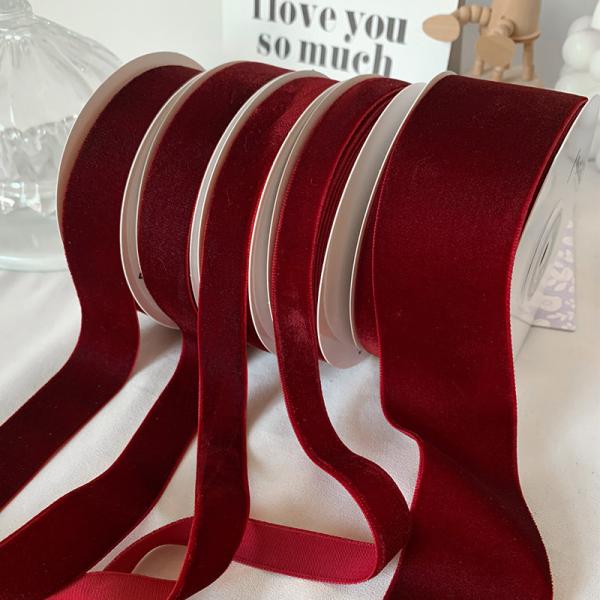38 мм двойная велветная лента 3,8 см темно-красная велветная лента