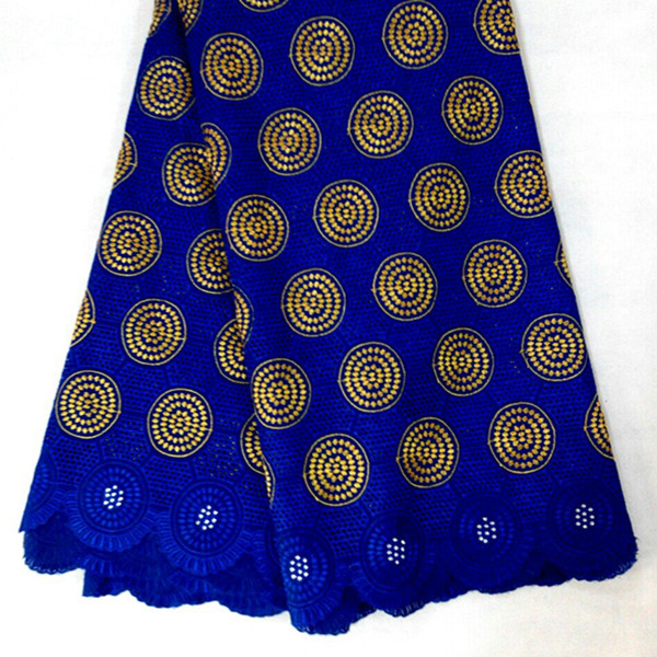 Soft material embroidery design african swiss voile lace royal blue for christmas 2015