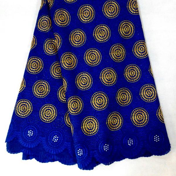 Swiss design african nigeria cotton multi color guipure embroidery lace fabric with stones