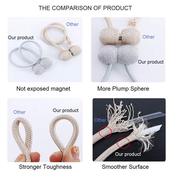 Decorative Rope Magnetic Curtain Tiebacks Clip For Home Office