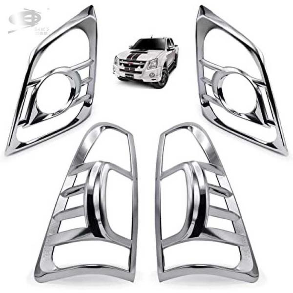 Chrome Taillight Cover Fog Exterior Body Kit Sliver For D-Max 2007-2011