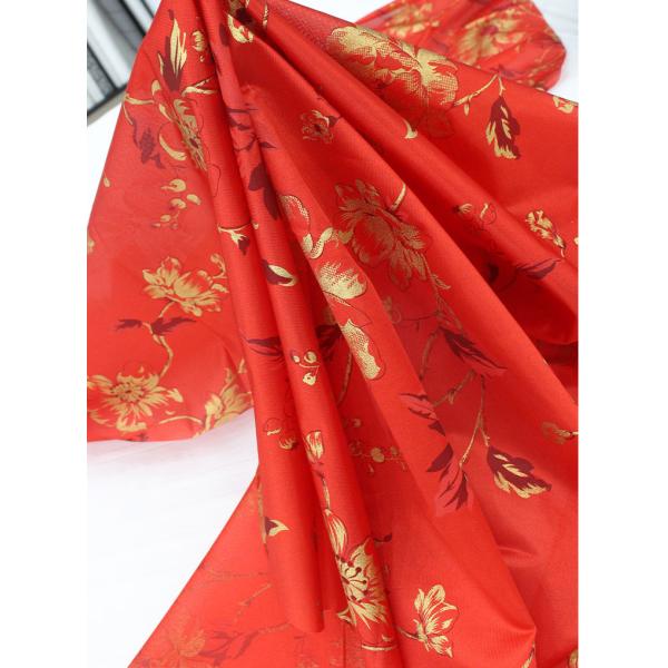 Anti Odor 100% Polyester Mattress Fabric Gold Powder Printing Warp Knitted