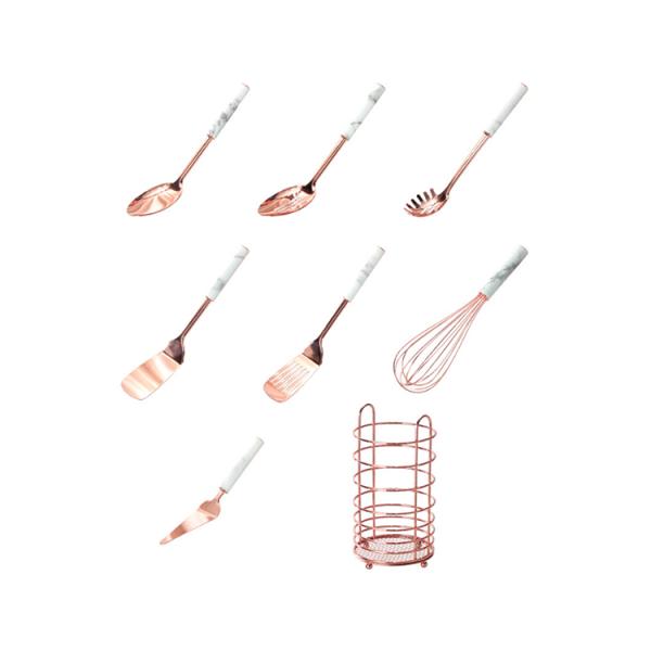 7 Pcs Cooking Utensils Set Stainless Steel Heat Resistant Rose Gold Kitchen Accessories