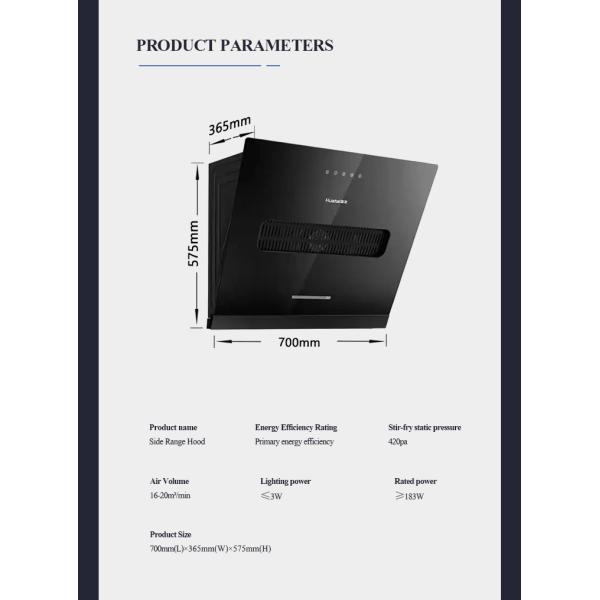 1200 Cfm Recirculating Side Suction Cooker Hood For Kitchen