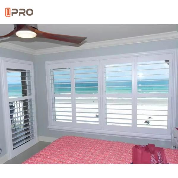 White Aluminium Louver Ventilate Windows Door Plantation Shutter Exterior