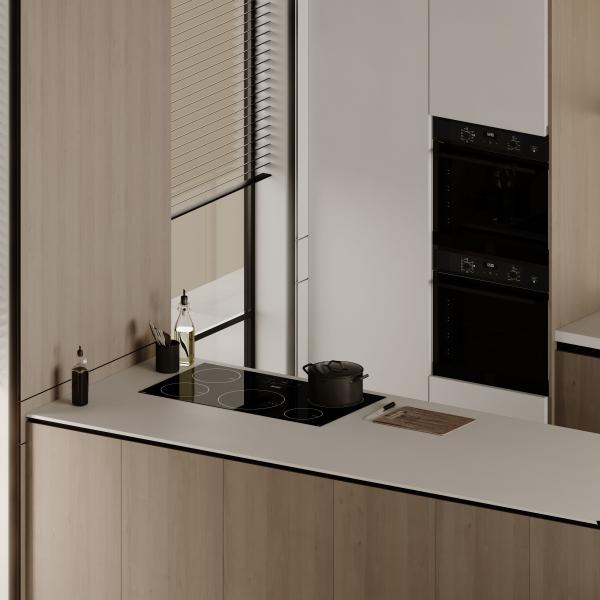 Good Price Best Quality White Paint Solid Wood Kitchen Cabinet Set for Apartment