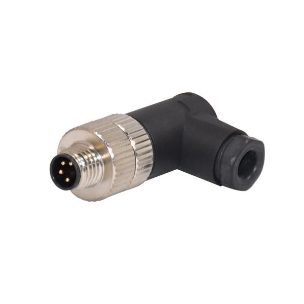 M8 Thread TPU PA66 Elbow Assembly Connector 90 Degrees D Code ROHS 4 Pin