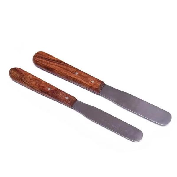 Stainless Steel Dental Material Mixing Spatula Wooden Handle Dental Lab Dental Plaster Spatula