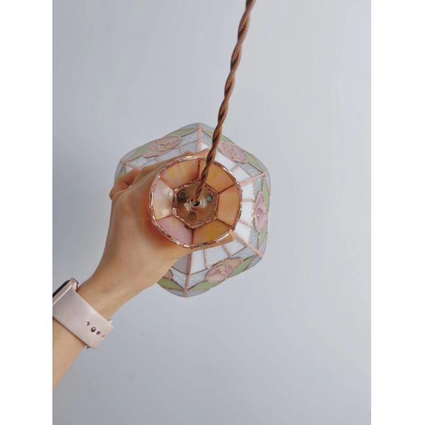 Французское ретро полностью медная стеклянная красочная розовая привесная лампа Адвокатуры столовой прихожей света