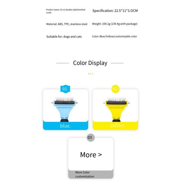 Домашние любимцы Двусторонний нержавеющая сталь завязка щетка для собак и кошек Кожа дружественный девальватор гребень
