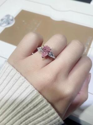 Laboratoire Diamond Jewelry Pink Pear Engagement Ring Wedding Ring de conception de bijoux fait sur commande