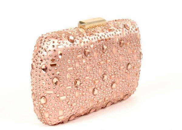 Bling Champagne Rhinestone Clutch Evening Bag , Hot Fixed Box Clutch Evening Bags