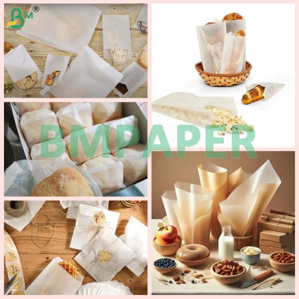 38 - 90gsm White Glassine Paper For Food Packaging Grease & Oil Resistance