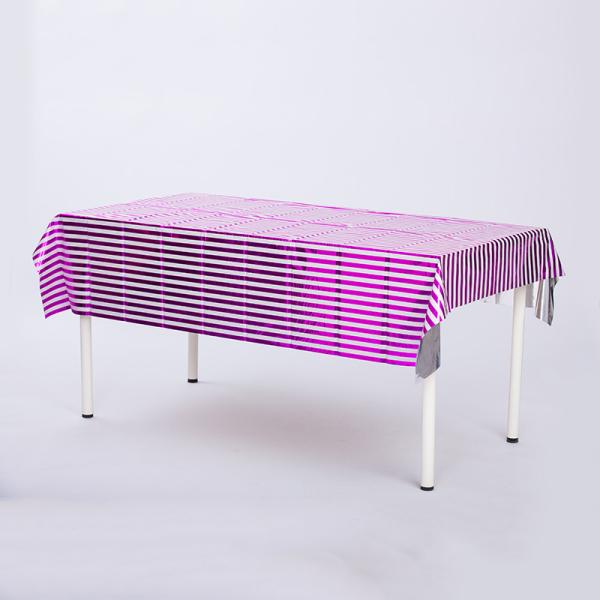 Rose Stripped Disposable Party Tablecloth 6ft 8ft Purple Disposable Tablecloth