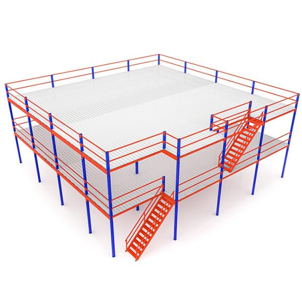 Industrial Q235B Steel Mezzanine Rack with 200-500kg/㎡ Load Capacity and Powder Coating