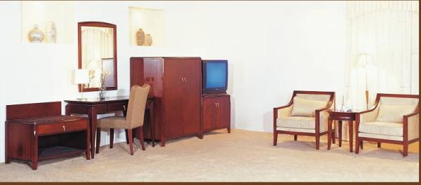 Modern Hotel Furniture in Double Bed Headboard Standard Room Set with Upholstered Sofa set