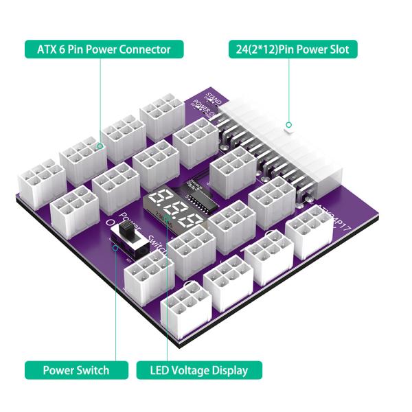 Mise à niveau de la version ATX Power Supply Breakout Board Avec 17 PCS ATX 6Pin connecteur d'alimentation pour l'extraction d'ETH / Bitcoin