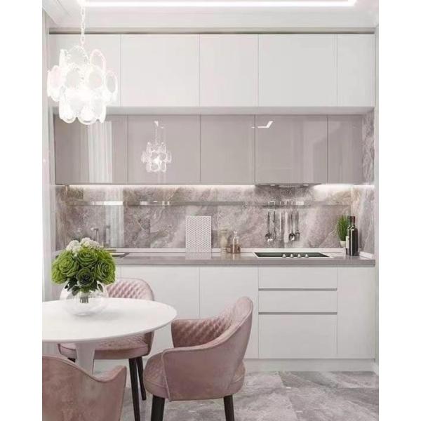 Veneer Finished Black PVC Kitchen Cupboards with Modern Design and Customized Color