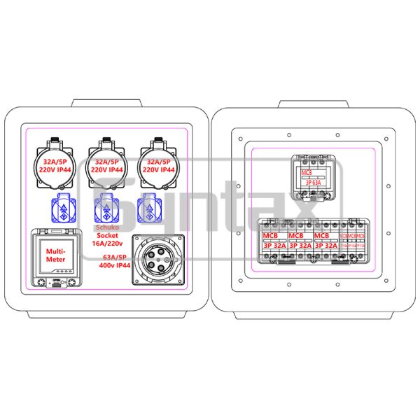 Syntax MD1 Three Phase 63A/5P HDPE Portable Distribution Box IP67 Waterproof for Stage Light Applications