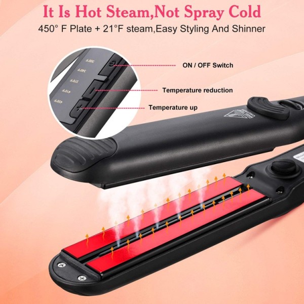 Professional Electric Hair Steam Straightener Flat Iron Fast Heating Ceramic Plates for Household Outdoor Use Soft Smooth
