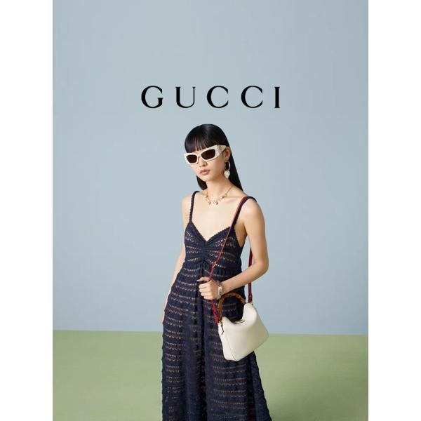 White Leather Branded Shoulder Bag Gucci Princess Diana Handbag